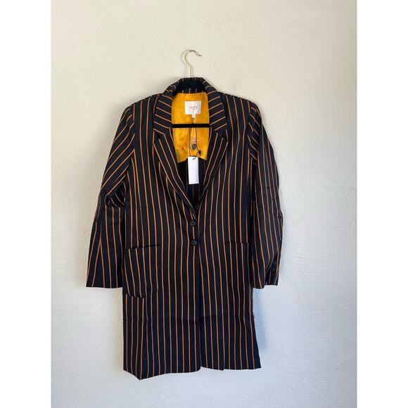Anthropologie Grey Lab Woman Black / Orange Striped Oversized Blazer, Si… - Picture 3 of 11